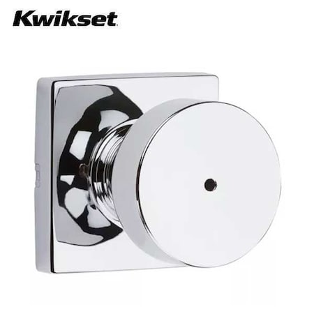 Kwikset Kwikset: Pismo Privecy Door Knob with Square Rose / Polished Chrom KWS-730PSK-SQT-26
